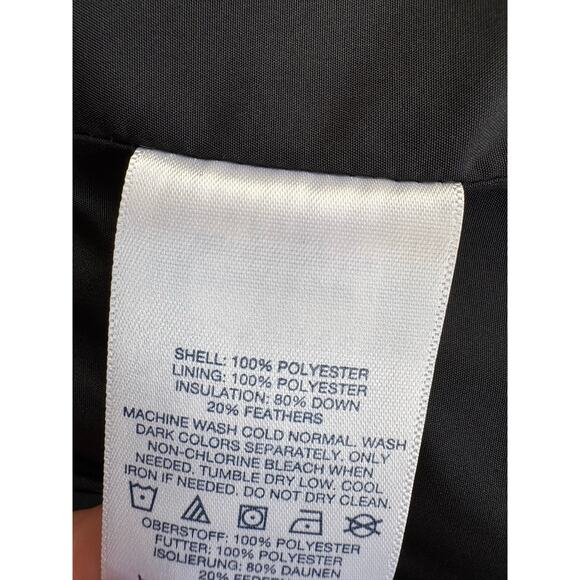 Lands End Puffer Vest Womens S Black Print HyperDry 600 Down Fair Isle - Picture 5 of 6